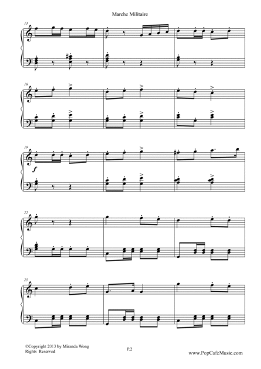 Marche Militaire Op.51 No.1 in - C Key Version 4-Part scores gallery preview page 2