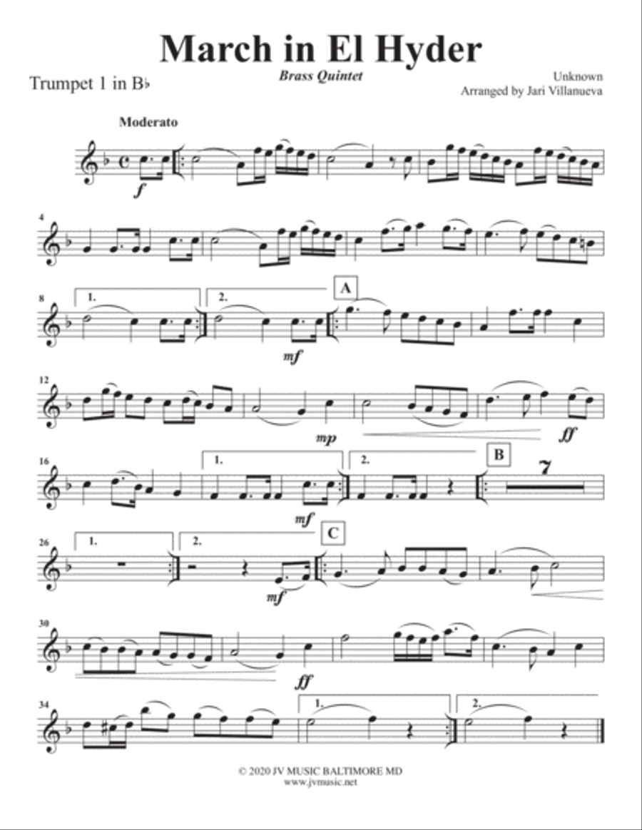 March in El Hyder For Brass Quintet Brass Quintet scores gallery preview page 5