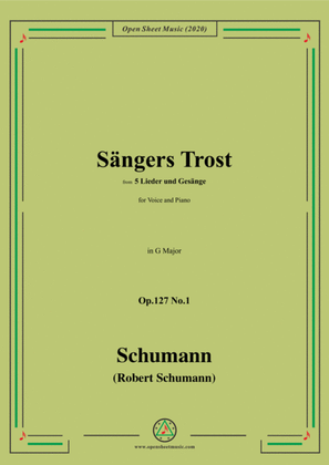 Book cover for Schumann-Sängers Trost Op.127 No.1,in G Major,for Voice and Piano