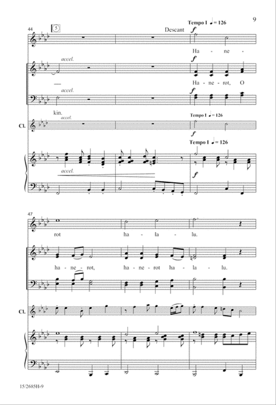 Hanerot Halalu (Light the Candles) 4-Part scores gallery preview page 9