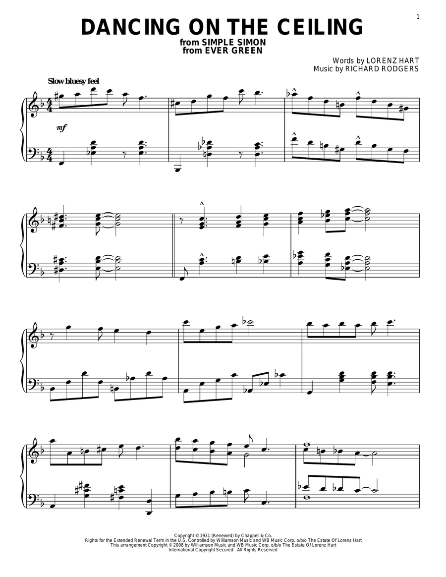 Dancing On The Ceiling Piano Solo scores gallery preview page 1
