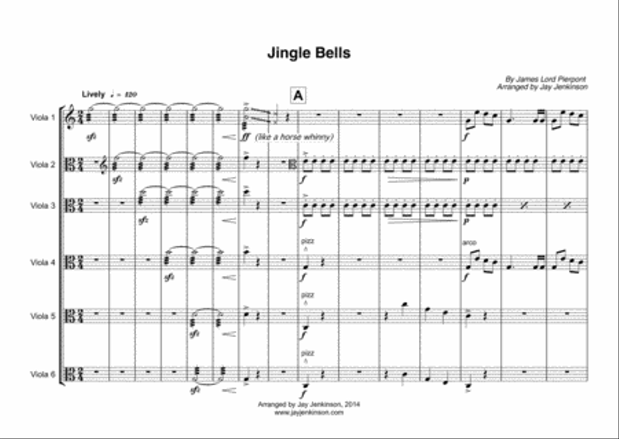 Jingle Bells for Six Violas Viola Solo scores gallery preview page 2