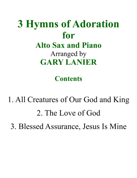 Gary Lanier: 3 HYMNS of ADORATION (Duets for Alto Sax & Piano) image number null