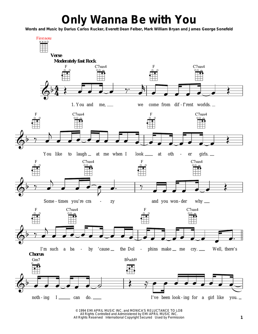 Only Wanna Be With You Ukulele scores gallery preview page 1