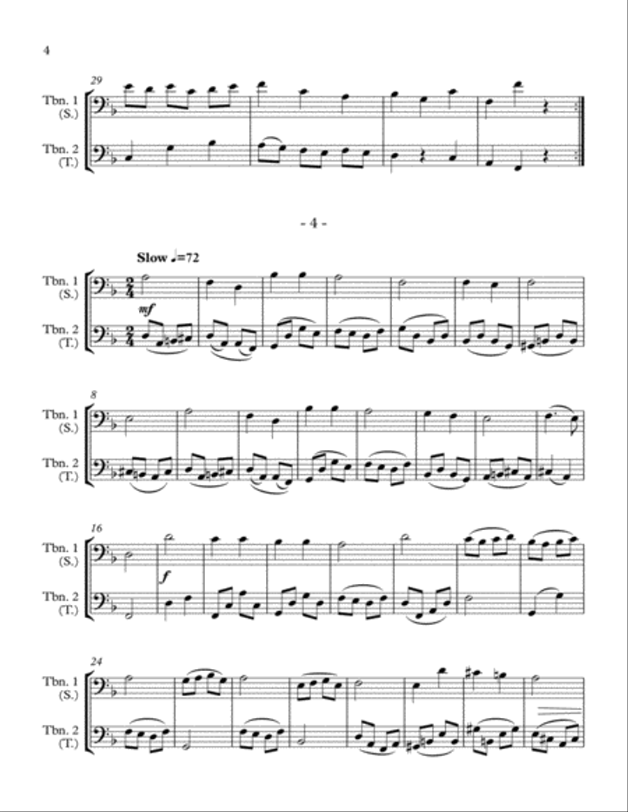 10 Little Duets for Teacher and Student (2 Trombones) Trombone Duet scores gallery preview page 4