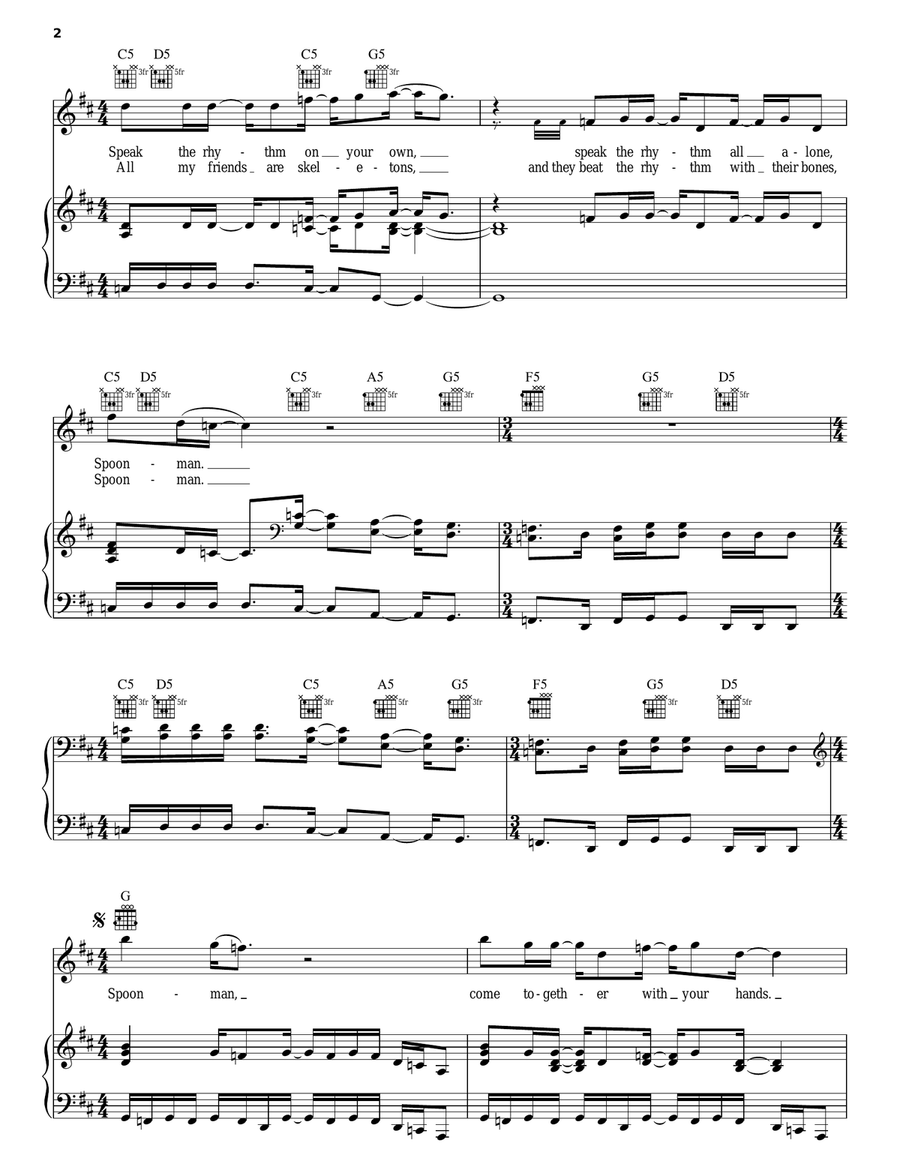 Spoonman Piano, Vocal, Guitar scores gallery preview page 2