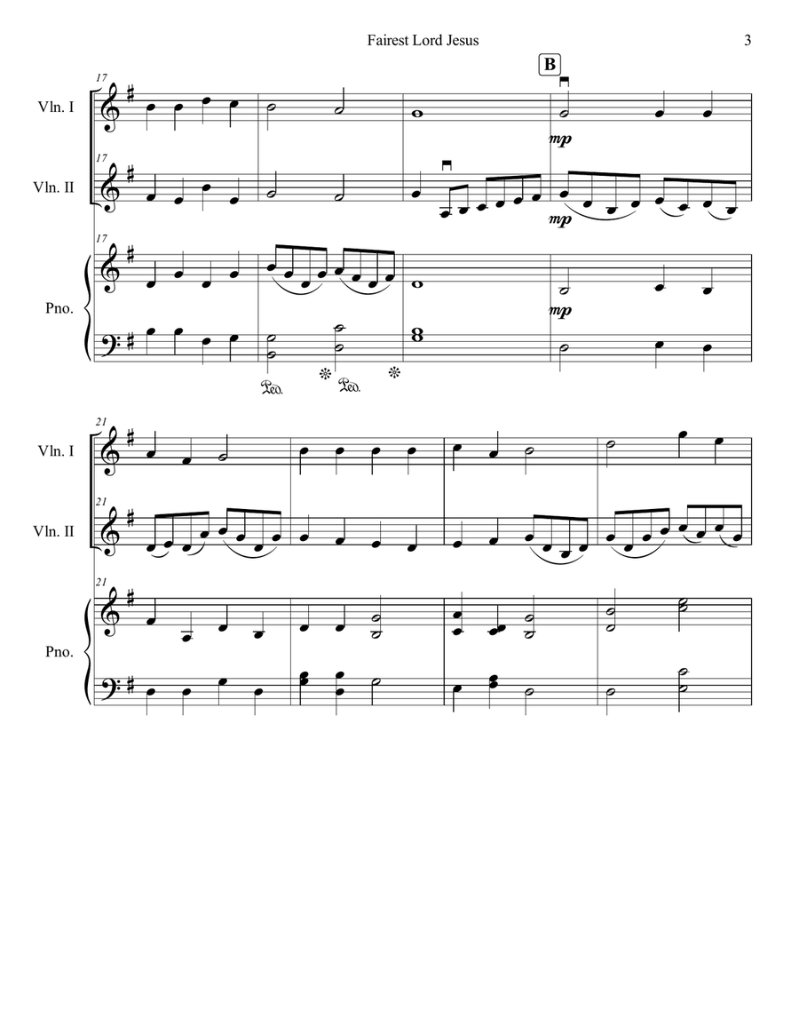 Fairest Lord Jesus String Duet scores gallery preview page 3