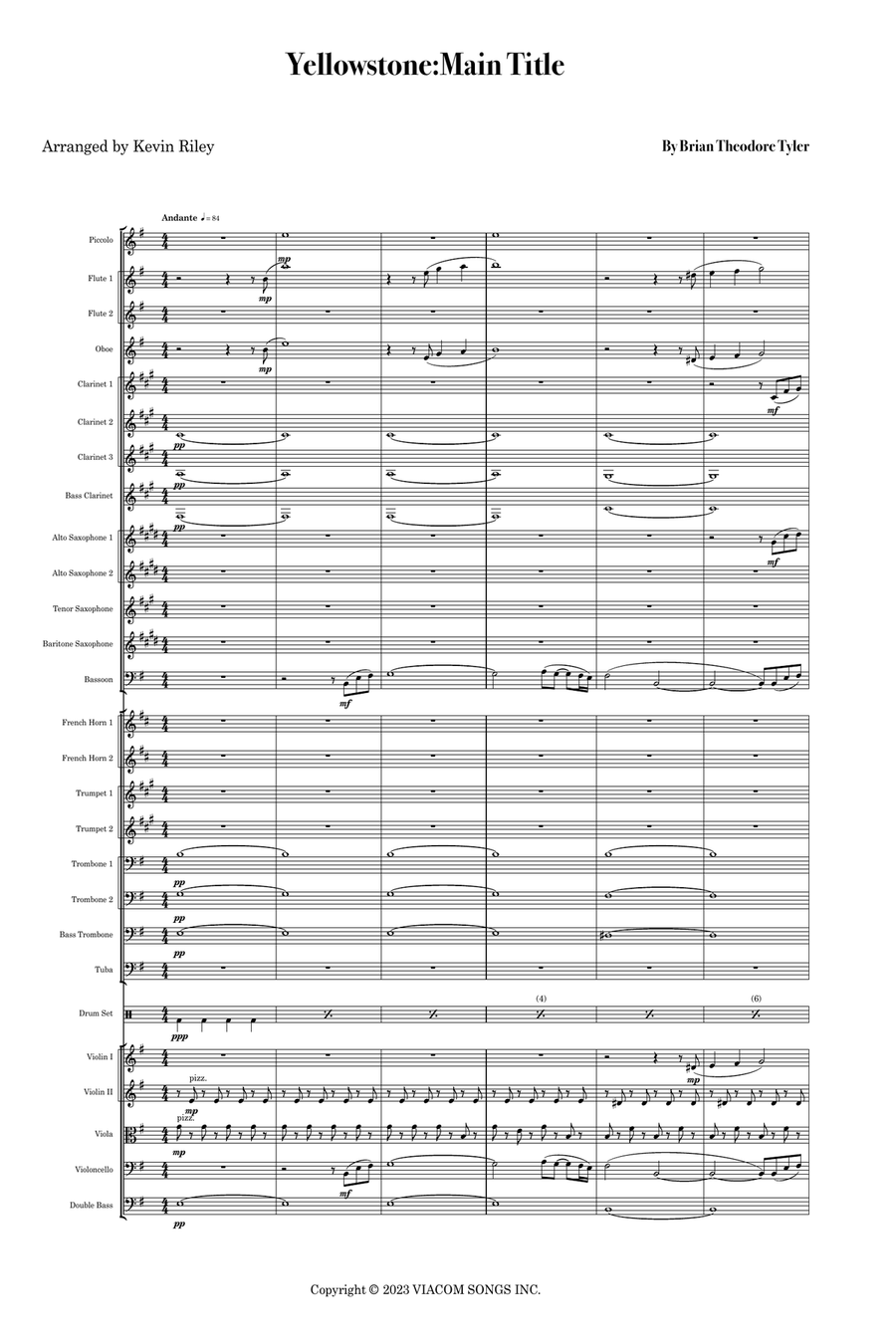 Yellowstone - Main Title Theme Full Orchestra scores gallery preview page 1