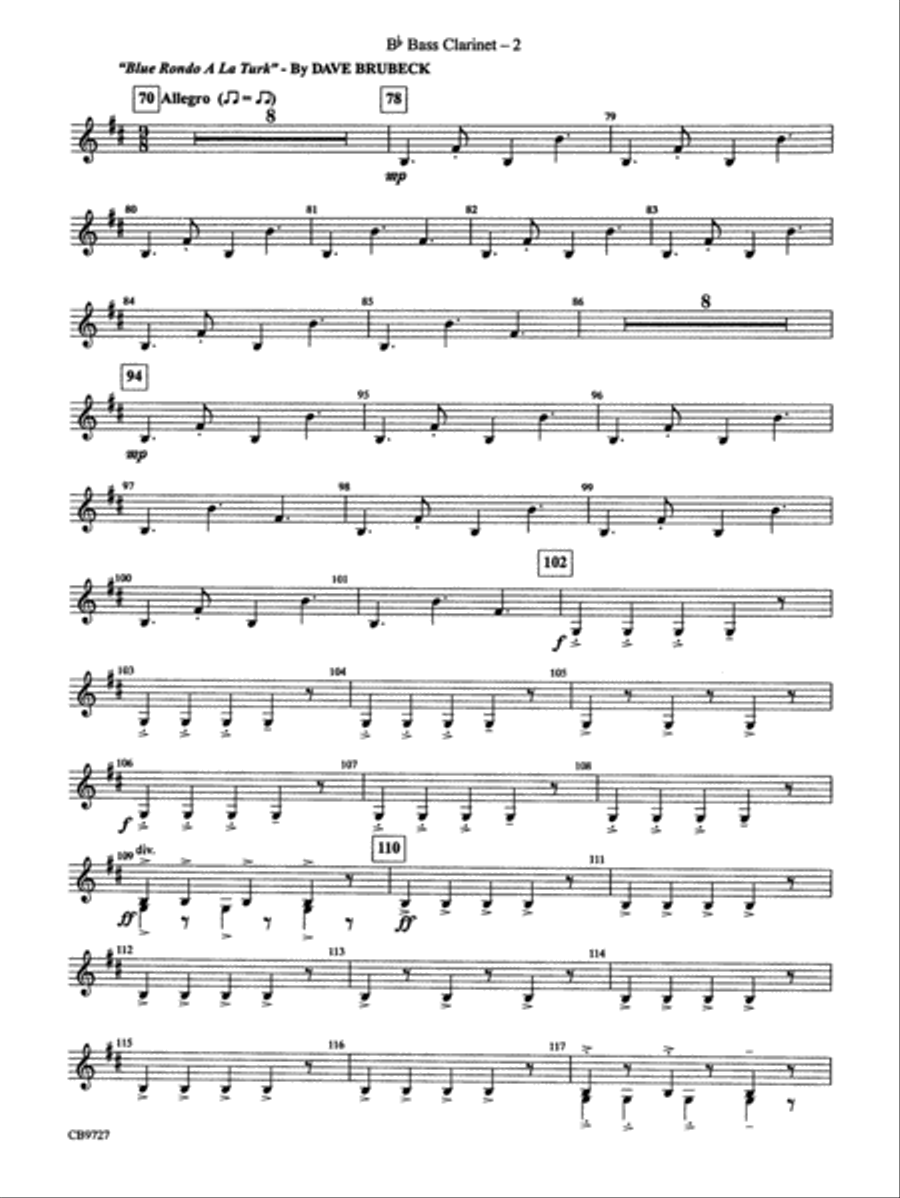 Dave Brubeck: It's About Time: B-flat Bass Clarinet Concert Band scores gallery preview page 2