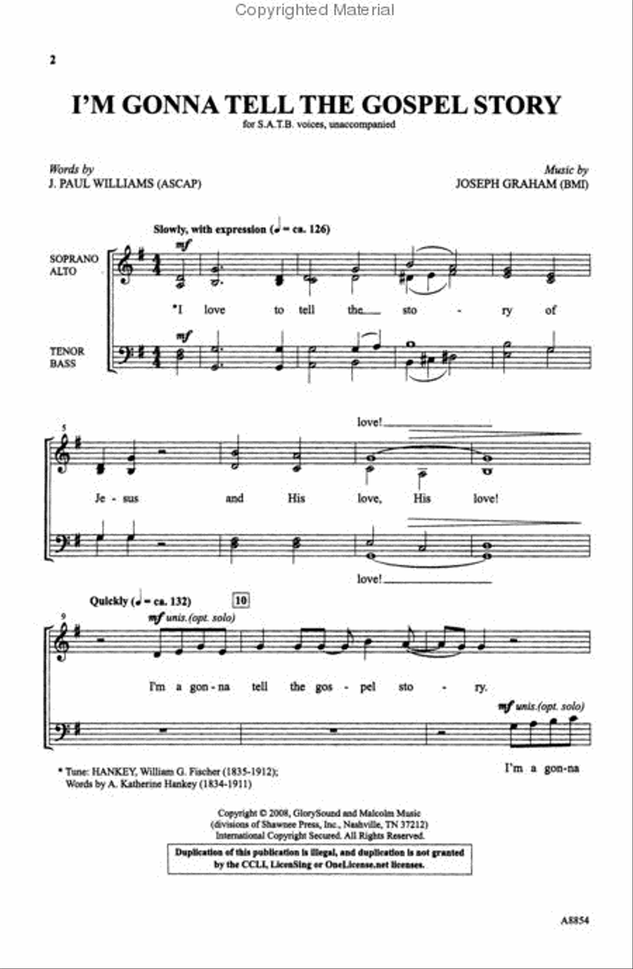 I'm Gonna Tell the Gospel Story 4-Part scores gallery preview page 2