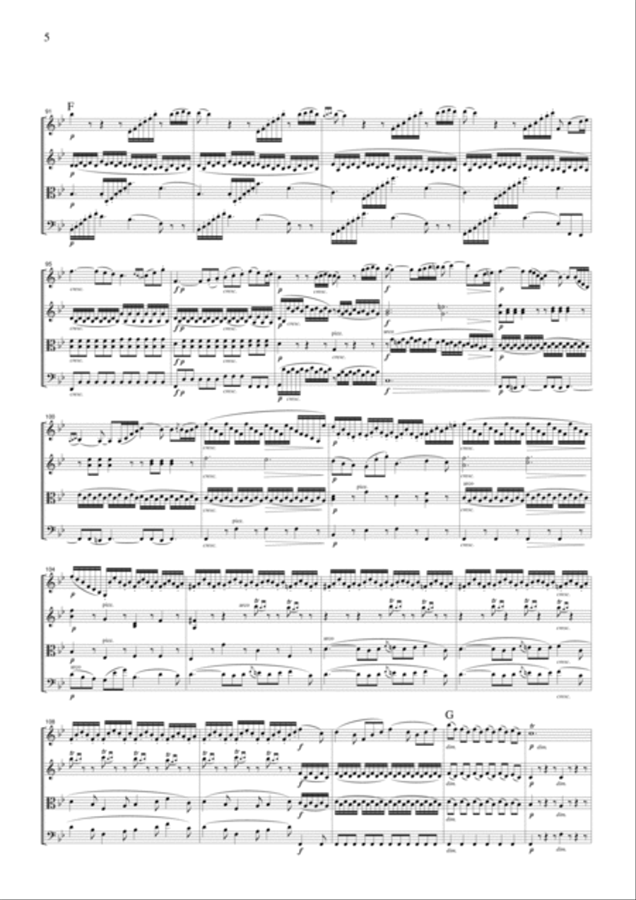 Beethoven Symphony No.6 (Pastoral), 2nd mvt., for string quartet, CB006 String Quartet scores gallery preview page 5