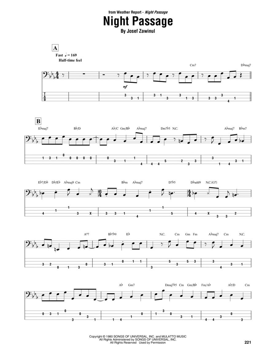 Night Passage Guitar Tablature scores gallery preview page 1
