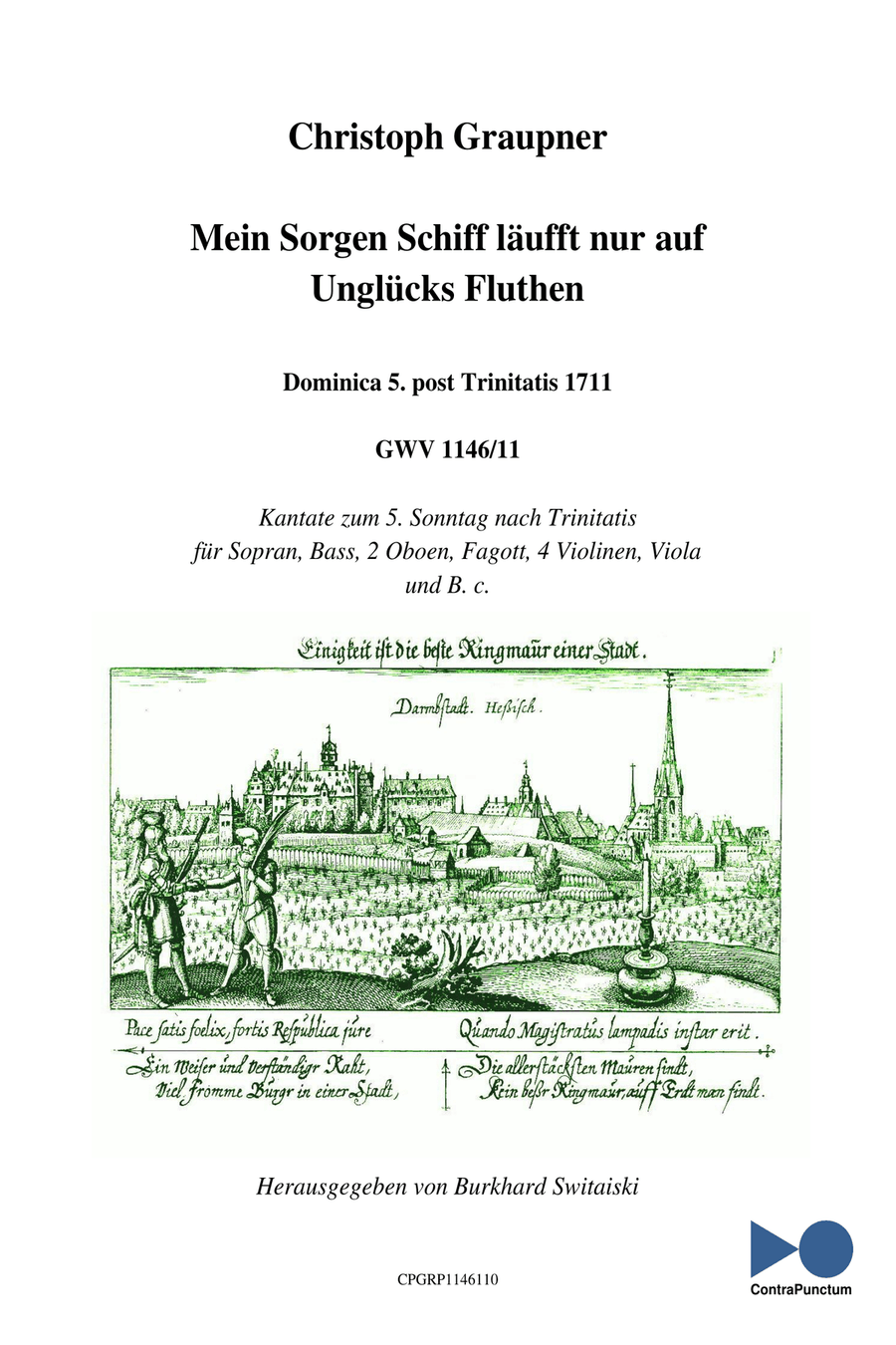 Graupner Christoph Cantata Mein Sorgen Schiff fährt nur auf Unglücks Fluthen GWV 1146/11 Small Ensemble scores gallery preview page 1
