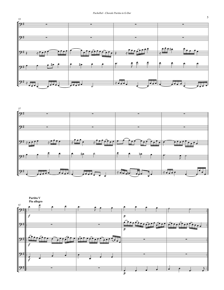 Chorale Partita with Seven Variations for 5-part Tuba Ensemble 4-Part scores gallery preview page 5