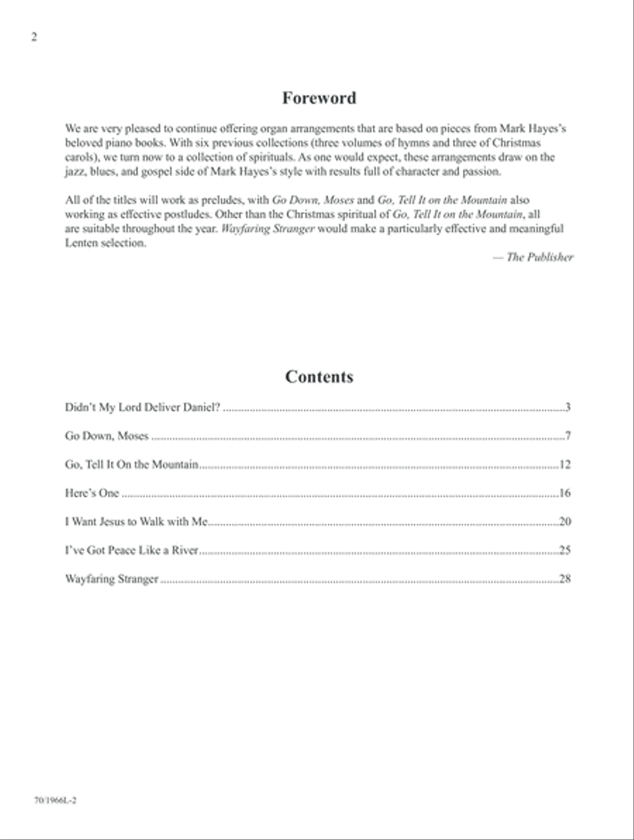 Mark Hayes: Spirituals for Organ (Digital Delivery) Organ scores gallery preview page 2