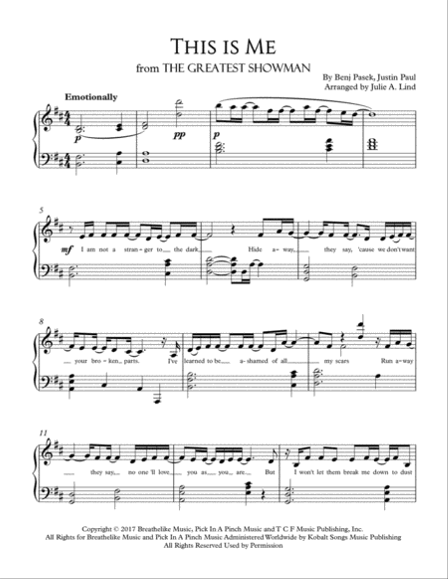 This Is Me Piano Solo scores gallery preview page 1