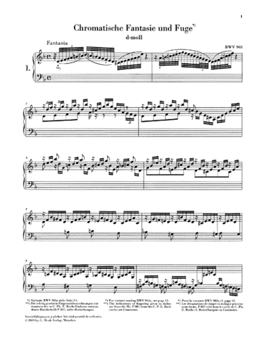 Chromatic Fantasy and Fugue in D Minor BWV 903 and 903a