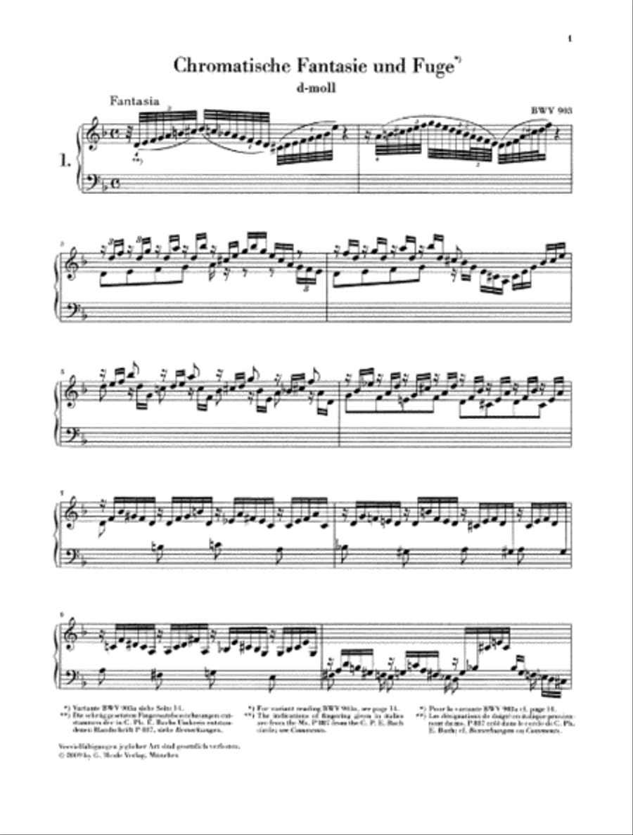 Chromatic Fantasy and Fugue in D Minor BWV 903 and 903a