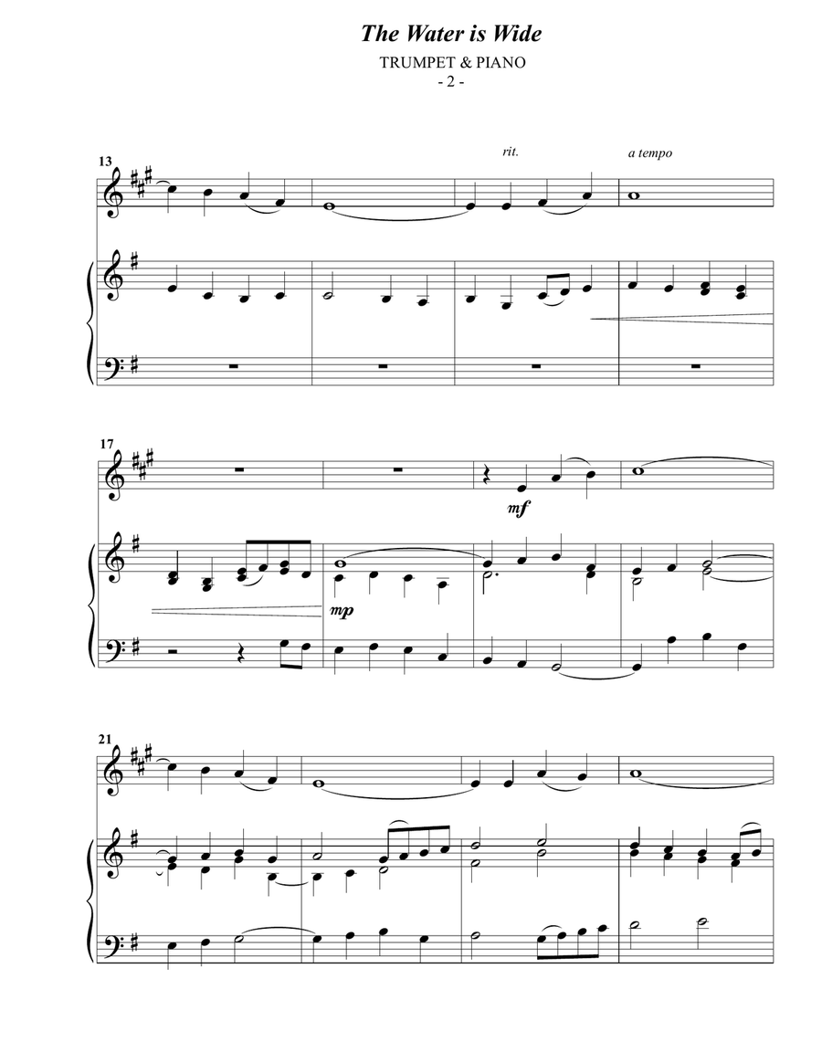 The Water is Wide for Trumpet & Piano image number null