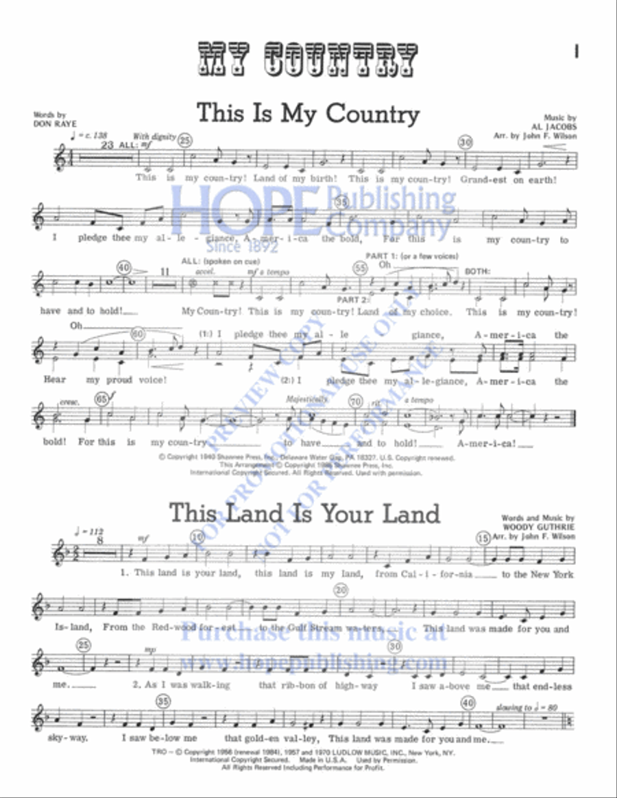 My Country My Country Unison Choir scores gallery preview page 2