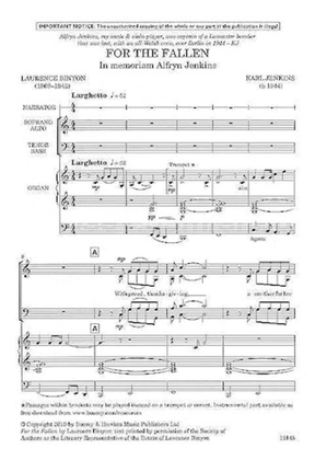 For The Fallen (in Memoriam Alfryn Jenkins) Choral Score Saattbb