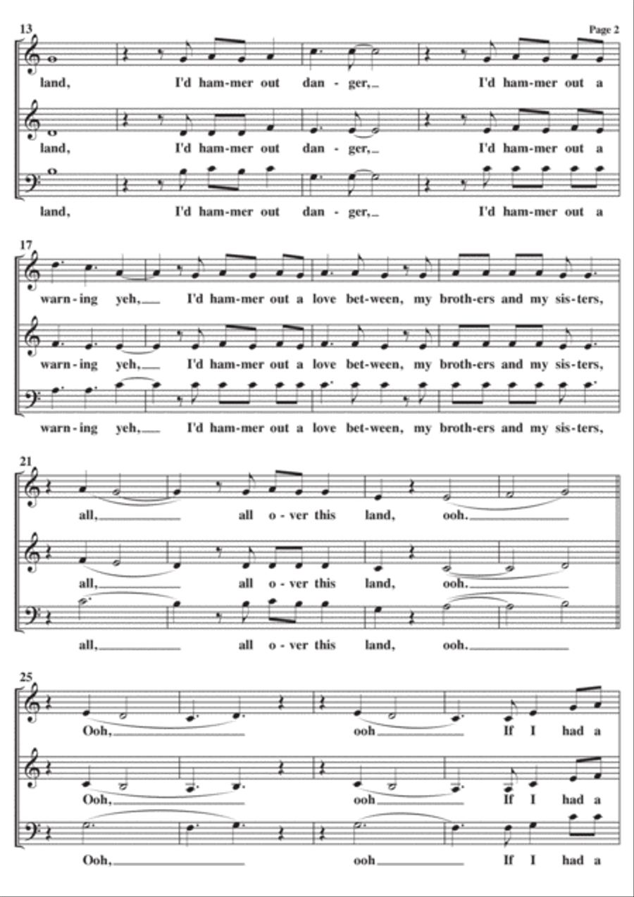 If I Had A Hammer (the Hammer Song) 3-Part scores gallery preview page 2