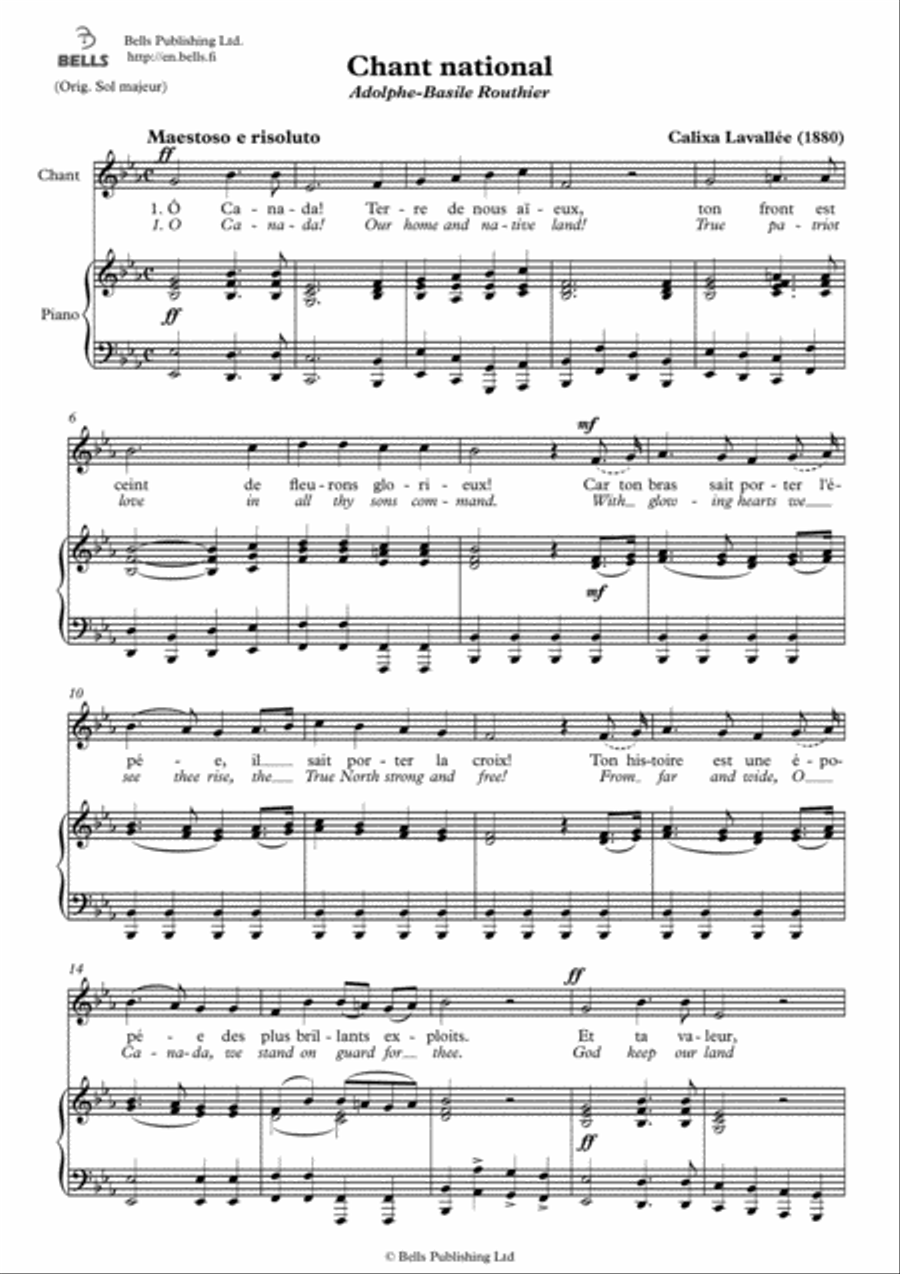 O Canada (E-flat Major) Voice Solo scores gallery preview page 1