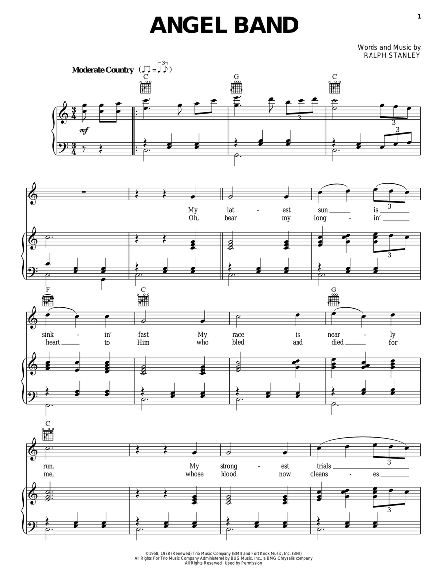 Angel Band Angel Band Piano, Vocal, Guitar scores gallery preview page 1