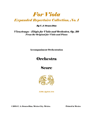 Vieuxtemps - Elégie for Viola and Orchestra, Op. 30 (New Orchestration!) SCORE AND PARTS