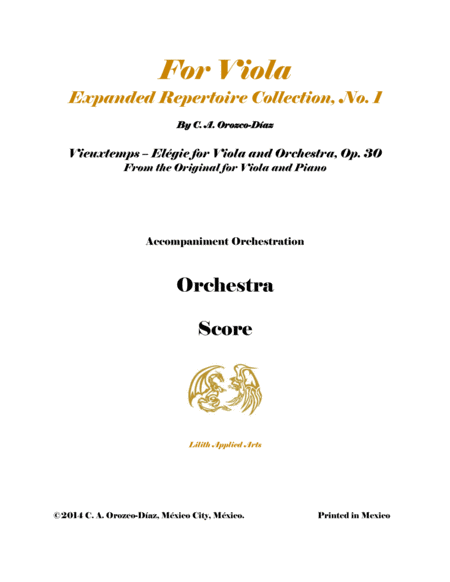 Vieuxtemps - Elégie for Viola and Orchestra, Op. 30 (New Orchestration!) SCORE AND PARTS image number null