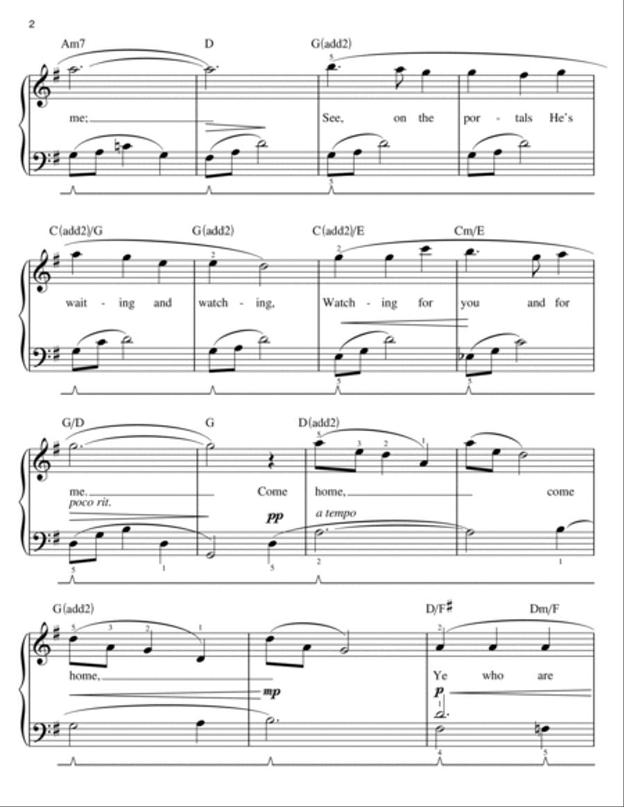 Softly And Tenderly (arr. Phillip Keveren) Easy Piano scores gallery preview page 2