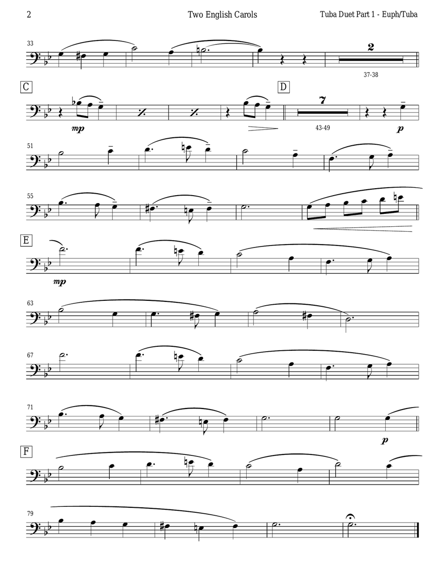 Two English Carols (Coventry Carol; What Child Is This?) - Tuba Duet Euphonium scores gallery preview page 5