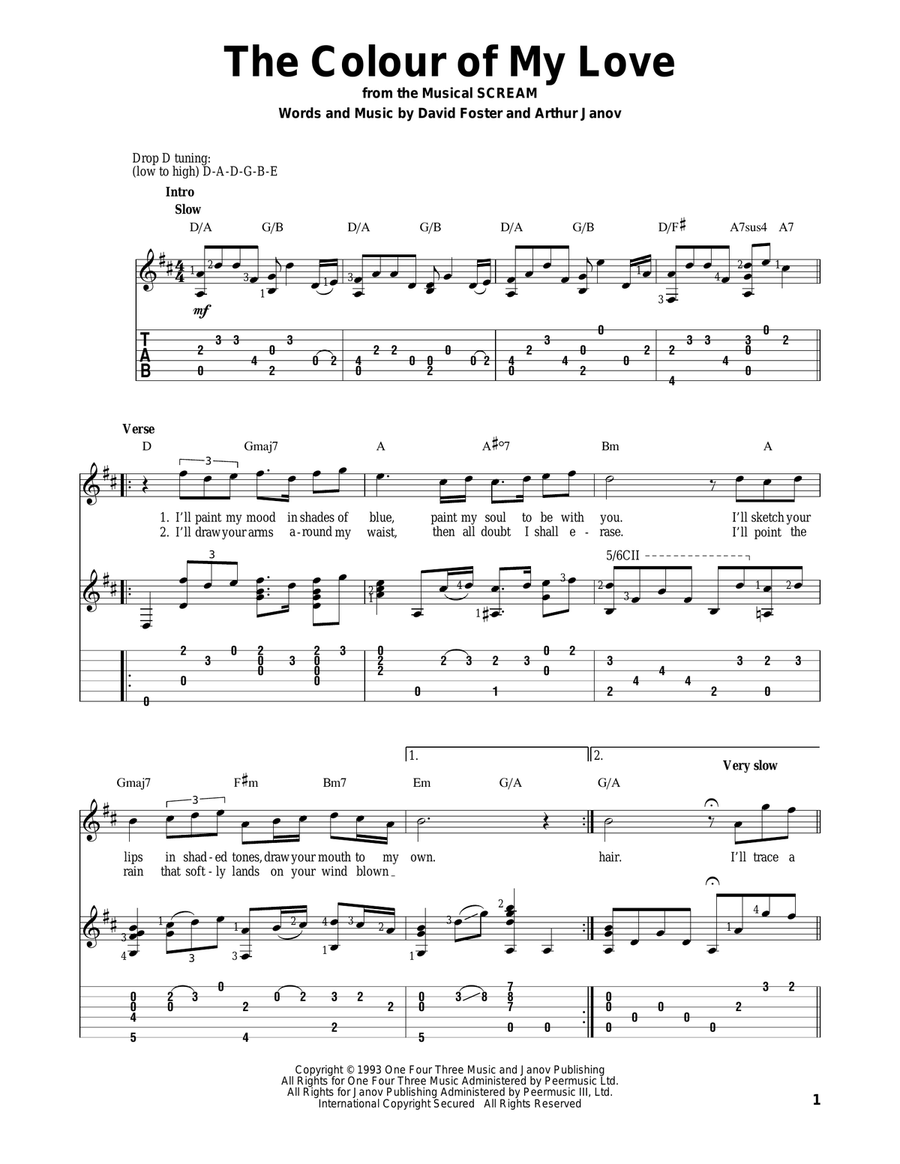 The Colour Of My Love Acoustic Guitar scores gallery preview page 1