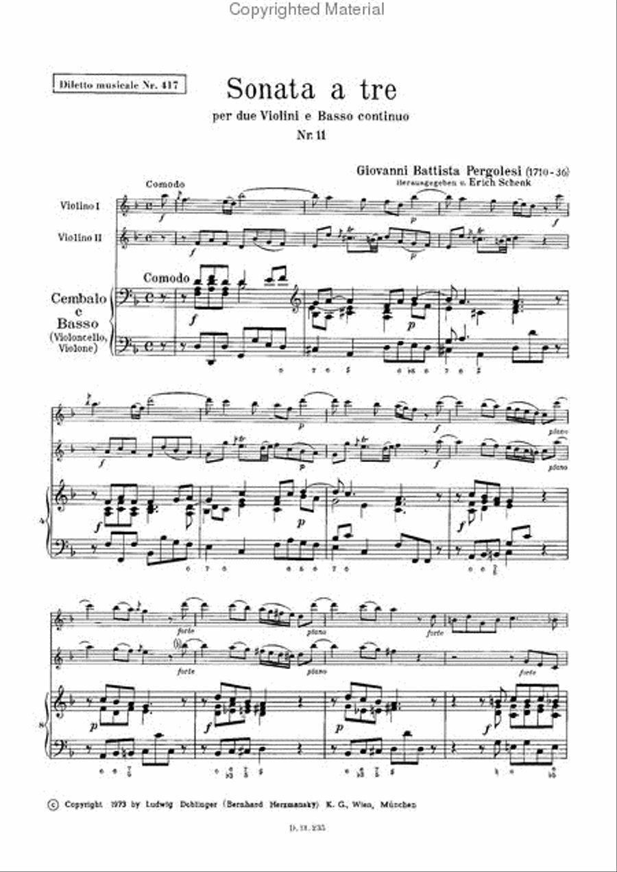 Sonata a tre Nr. 11 d-moll Violin scores gallery preview page 2