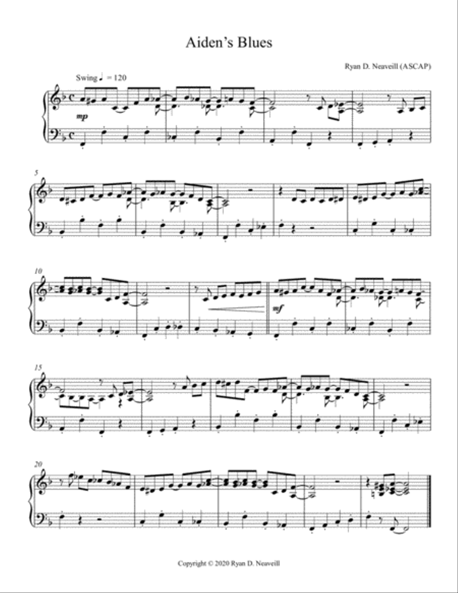 Aiden’s Blues Piano Method scores gallery preview page 1