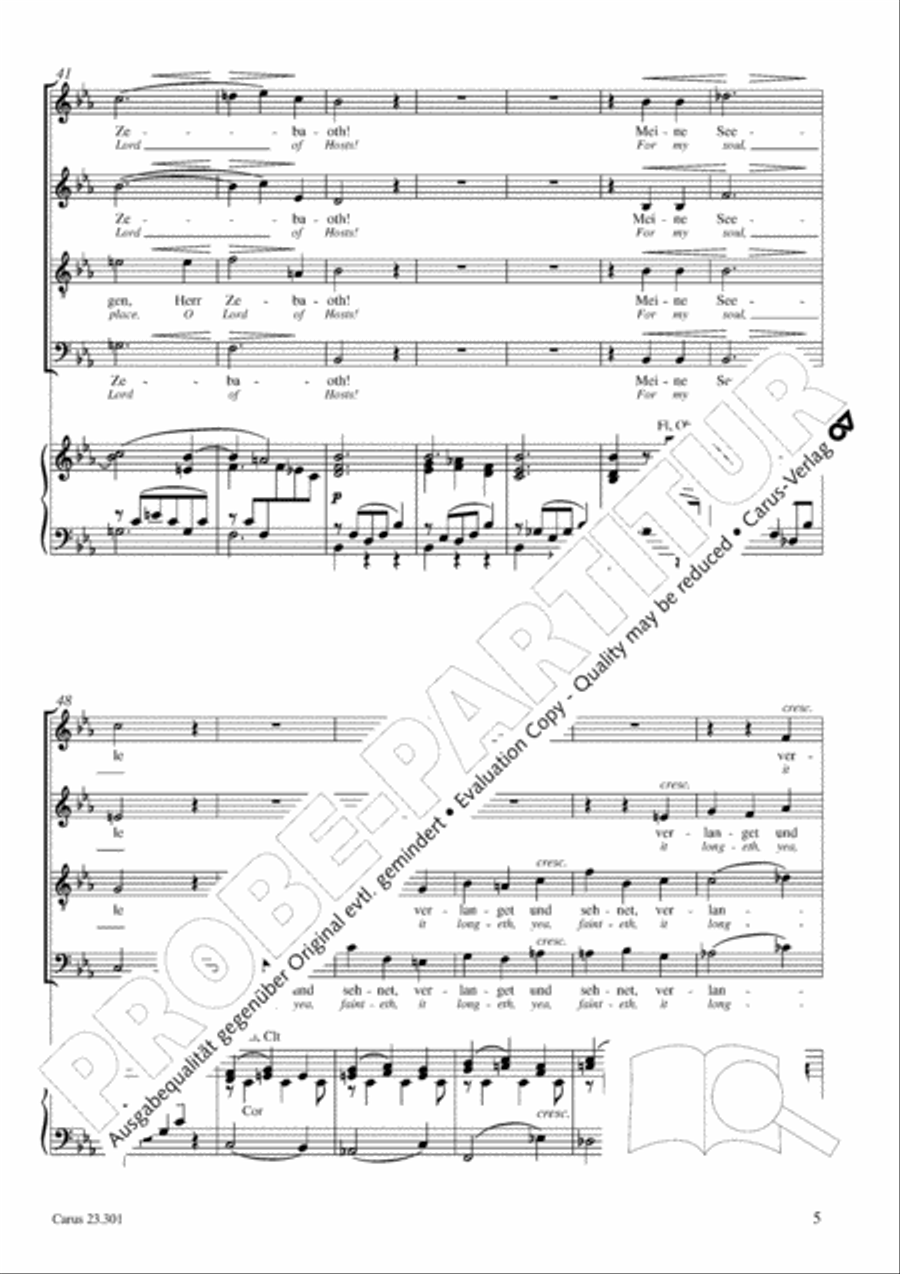 How beautiful is thy dwelling place (Wie lieblich sind deine Wohnungen) 4-Part scores gallery preview page 6