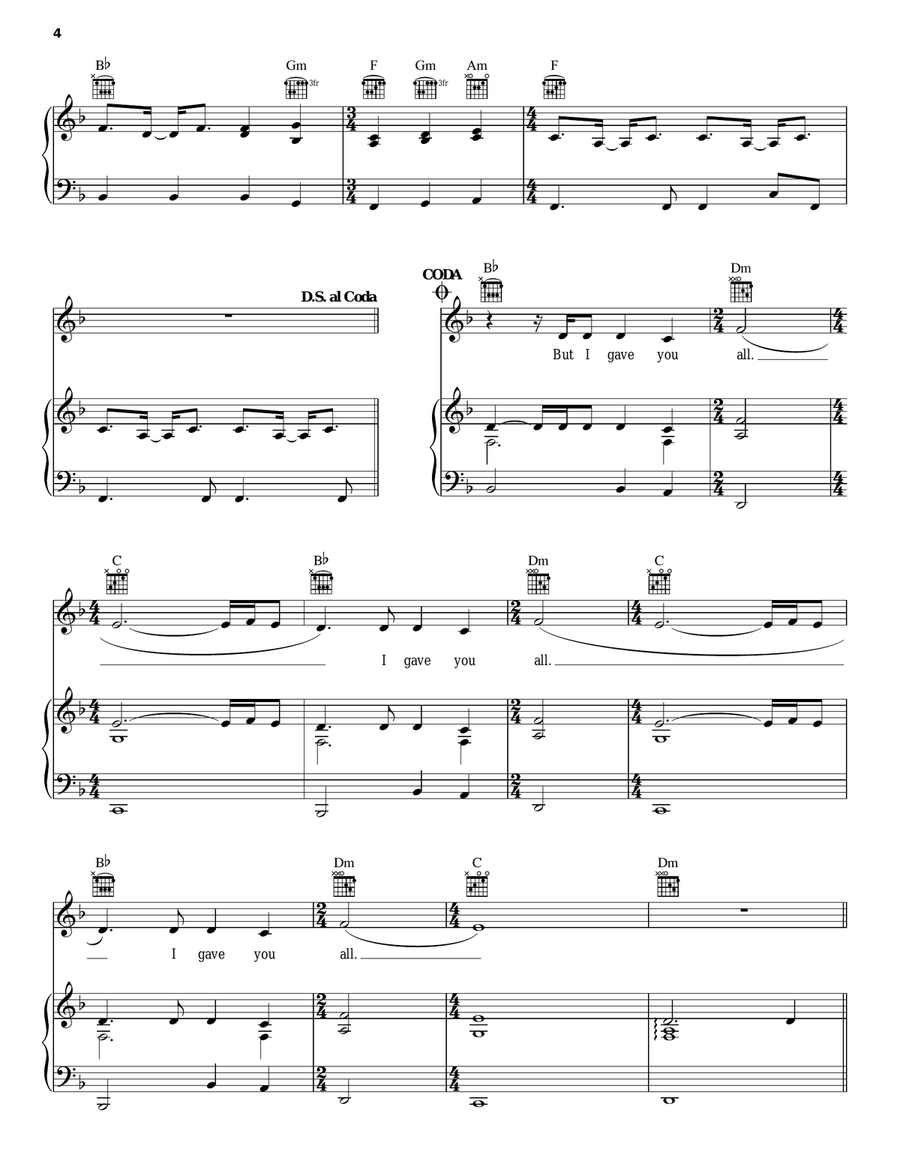I Gave You All Piano, Vocal, Guitar scores gallery preview page 4