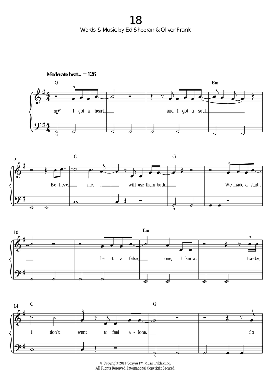 18 Piano, Vocal, Guitar scores gallery preview page 1