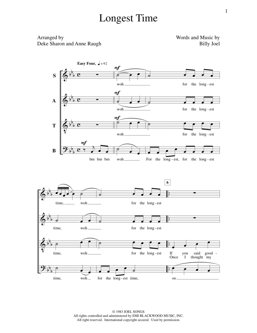 Longest Time 4-Part scores gallery preview page 1