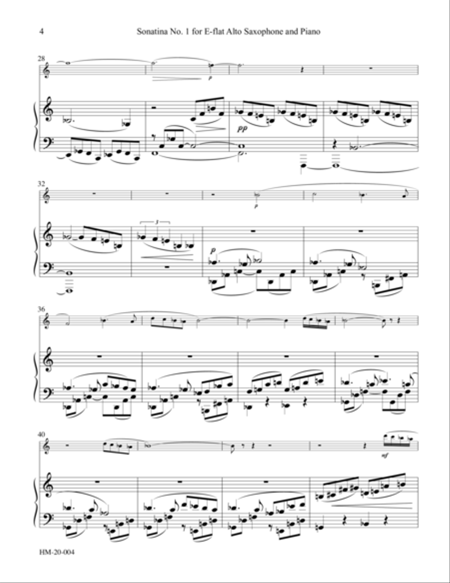 Sonatina No. 1 for Alto Saxophone and Piano Woodwind Duet scores gallery preview page 4
