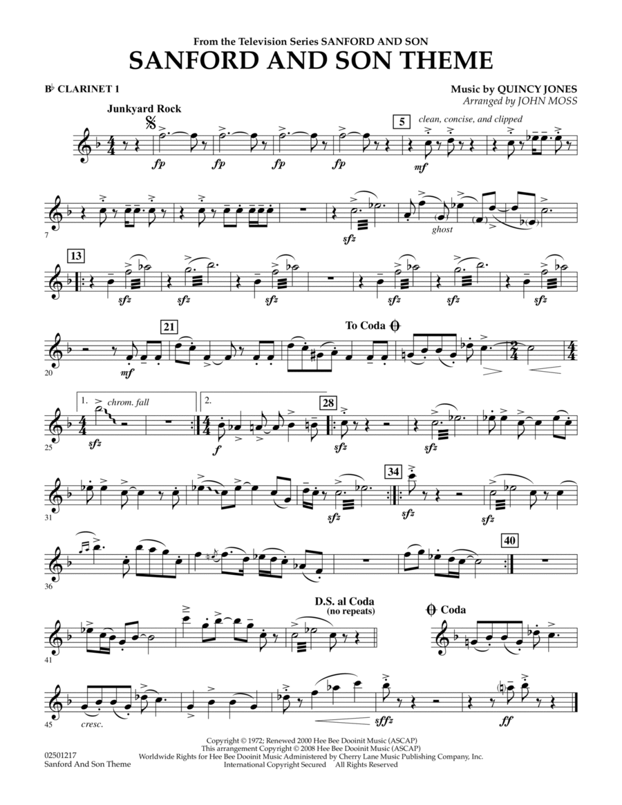 Sanford And Son Theme - Bb Clarinet 1