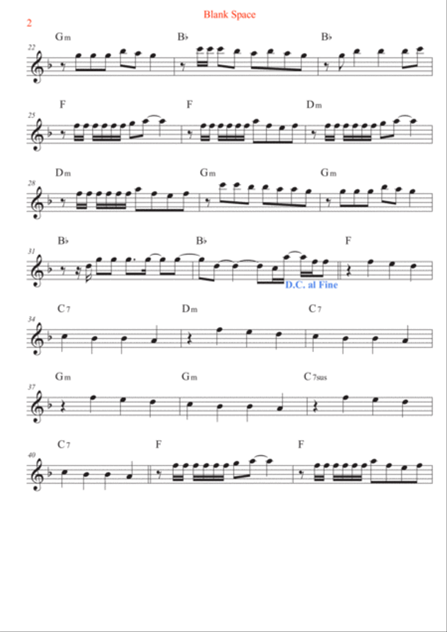 Blank Space Blank Space Flute Solo scores gallery preview page 2