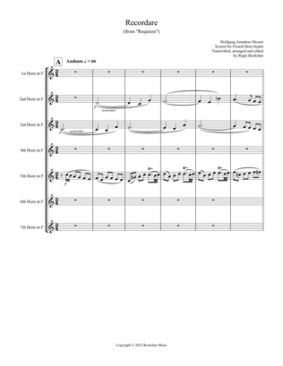 Recordare (from "Requiem") (F) (French Horn Septet)