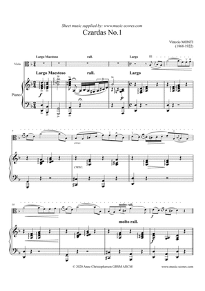 Czardas No. 1 - Monti - Viola and Piano