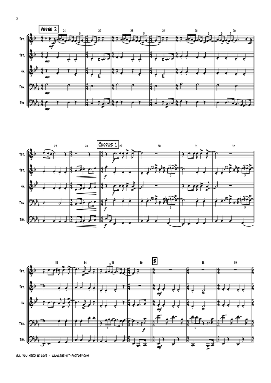 All You Need Is Love Brass Ensemble scores gallery preview page 2