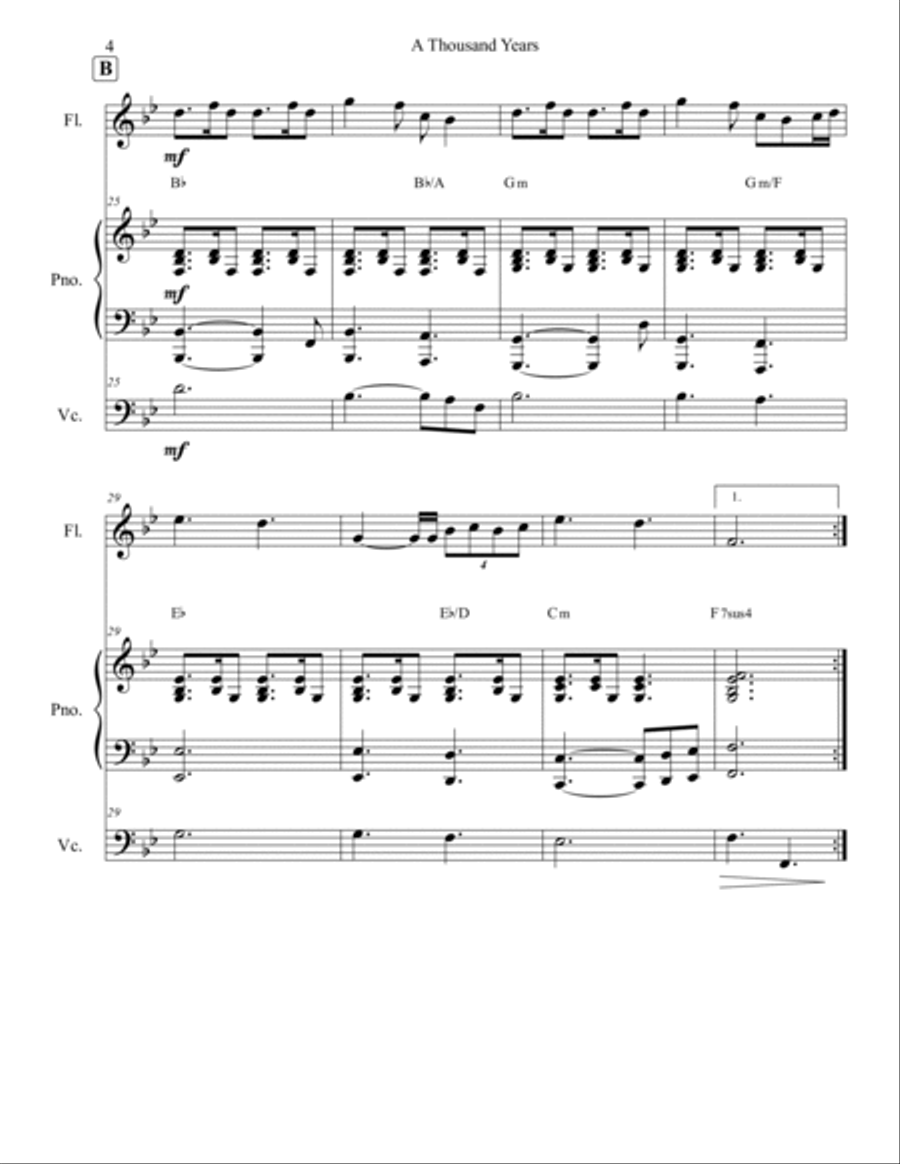 A Thousand Years Flute Solo scores gallery preview page 4