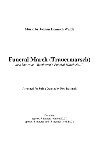 Funeral March (Walch)/"Beethoven's Funeral March No.1" - String Quartet image number null