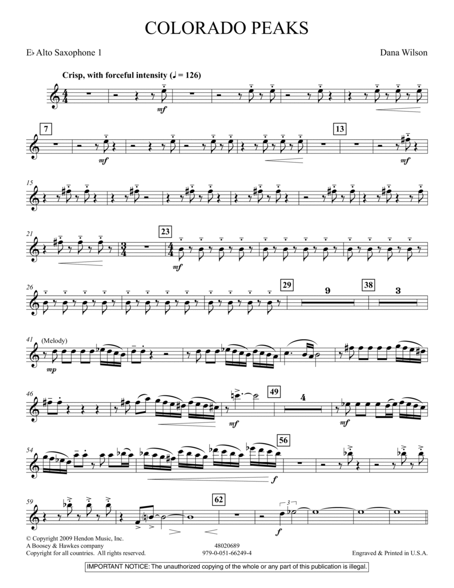 Colorado Peaks - Eb Alto Saxophone 1 Concert Band scores gallery preview page 1