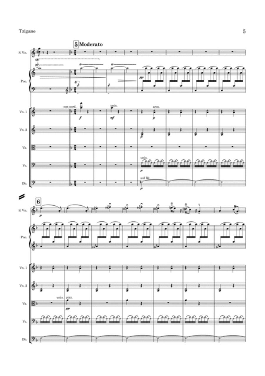Ravel Tzigane for Violin and String Orchestra String Orchestra scores gallery preview page 6