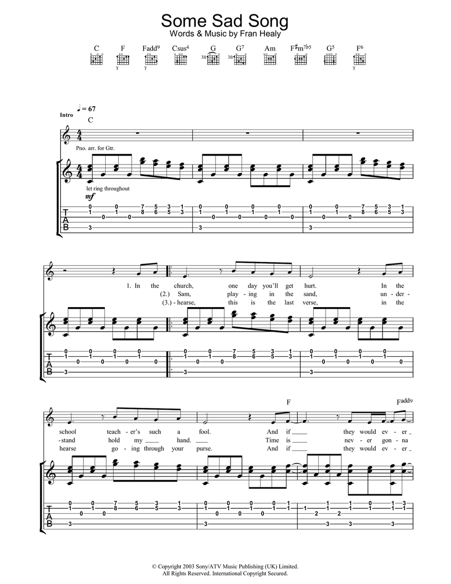 Some Sad Song Acoustic Guitar scores gallery preview page 1